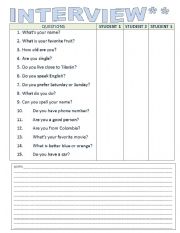 English Worksheet: personal information