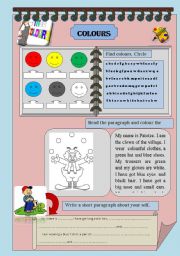 English Worksheet:  Body, Clothes and Colours