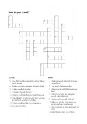 English worksheet:  how do you travel crossword 