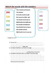 English worksheet: numbers review