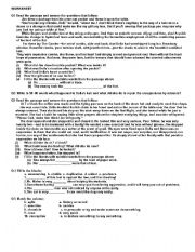 English Worksheet: worksheet on The Gift Of the Magi by OHenry