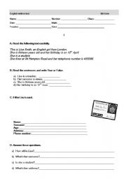 English worksheet: Written Test