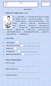 English Worksheet: reading comprehension