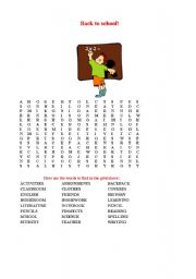 English Worksheet: Back To School Crosswords