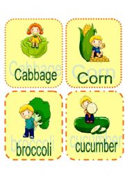 English Worksheet: Vegetables_Fruits Flashcards 1/2