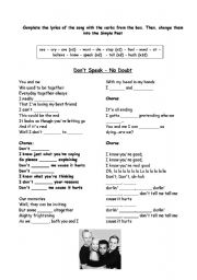 English Worksheet: DONT SPEAK - NO DOUBT