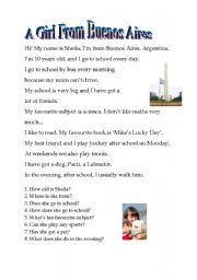 Read about Sheila, from Buenos Aires. Then, answer the questions fully