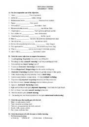 English Worksheet: A comprehensive review on comparatives, adjectives, collocatrions and more! KEY INCLUDED!