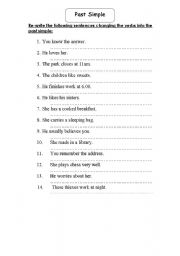 English worksheet: past tense