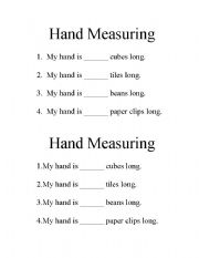 English Worksheet: Hand measuring