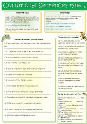 English Worksheet: Conditional Sentences type 1