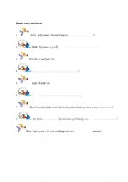 English Worksheet: nice to meet you homer
