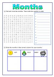 English Worksheet: Months