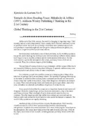 English Worksheet: Global Thinking in the 21st Century