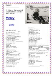 English Worksheet: SONG MERCY - DUFFY