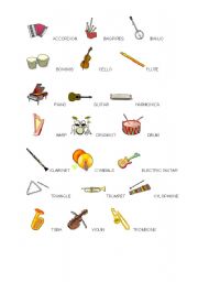 English Worksheet: musical instruments