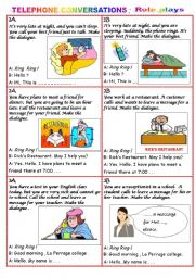 English Worksheet: TELEPHONE CONVERSATION - Role plays 