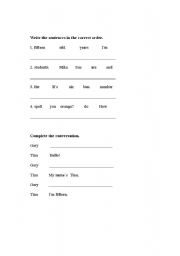 English worksheet: Write in the correct order