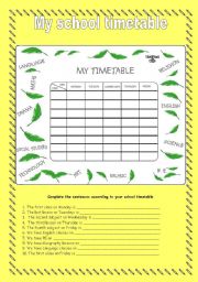 English Worksheet: My School timetable
