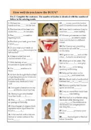 English Worksheet: How well do you know the BODY? (Exc.3)