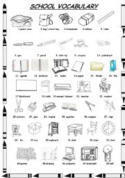 English Worksheet: SCHOOL VOCABULARY