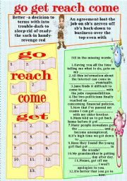 English Worksheet: go-get-reach-come