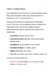 English Worksheet: Pattern of sentence