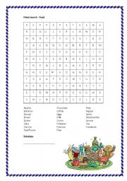 Word search - Food (With solution!)