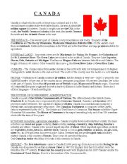 English Worksheet: CANADA - full and gapped version