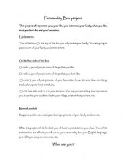 English worksheet: Personality box project
