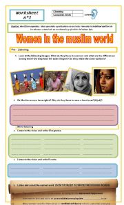 English Worksheet: Women in the Muslim World part I // CHECK THE SECOND PART TOO !