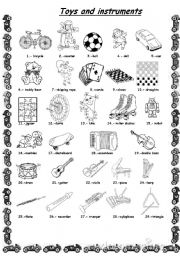 English Worksheet: toys and instruments
