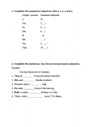 English worksheet: Possessives