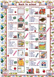 English Worksheet: Back to school - quiz for beginners