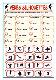 MATCHING EXERCISE - VERBS SILHOUETTES