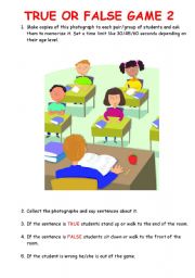 English Worksheet: TRUE or FALSE GAME 2