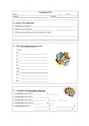 Vocabulary Test - ESL worksheet by RuiJorge