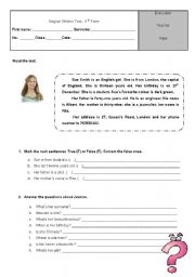 English Worksheet: Written Test