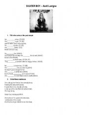 English worksheet: Song- Skater boy