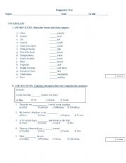 English Worksheet: DIAGNOSTIC TEST