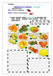 English Worksheet: FRUIT - THIS/THESE