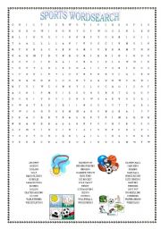 English Worksheet: Sports wordsearch