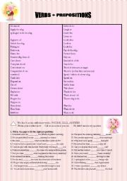 English Worksheet: VERBS + PREPOSITIONS