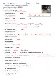 English Worksheet: Take a bow  Rihanna