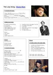 English Worksheet: Bruno Mars - The lazy song