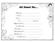 English Worksheet: All about me