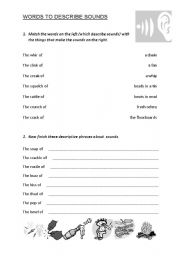 English Worksheet: Words to describe sounds