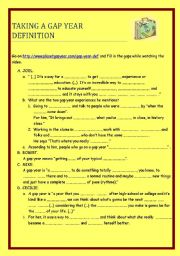 English Worksheet: Definition of the gap year
