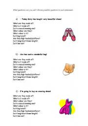 English worksheet: Questions on the topic Clothes.