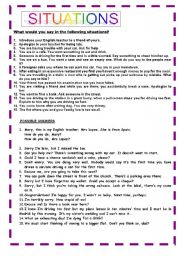 English Worksheet: SITUATIONS